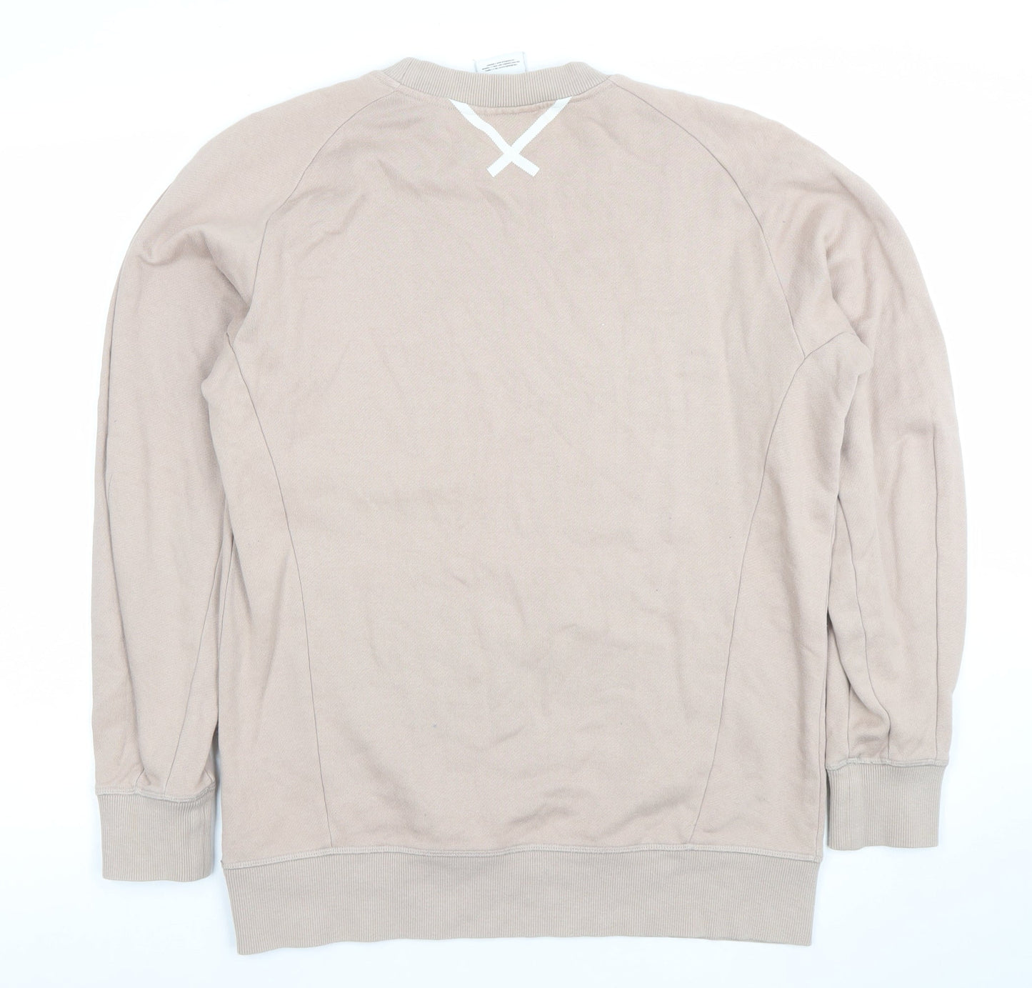 Adidas Men Beige Cotton Sweatshirt M Crew Neck Pullover