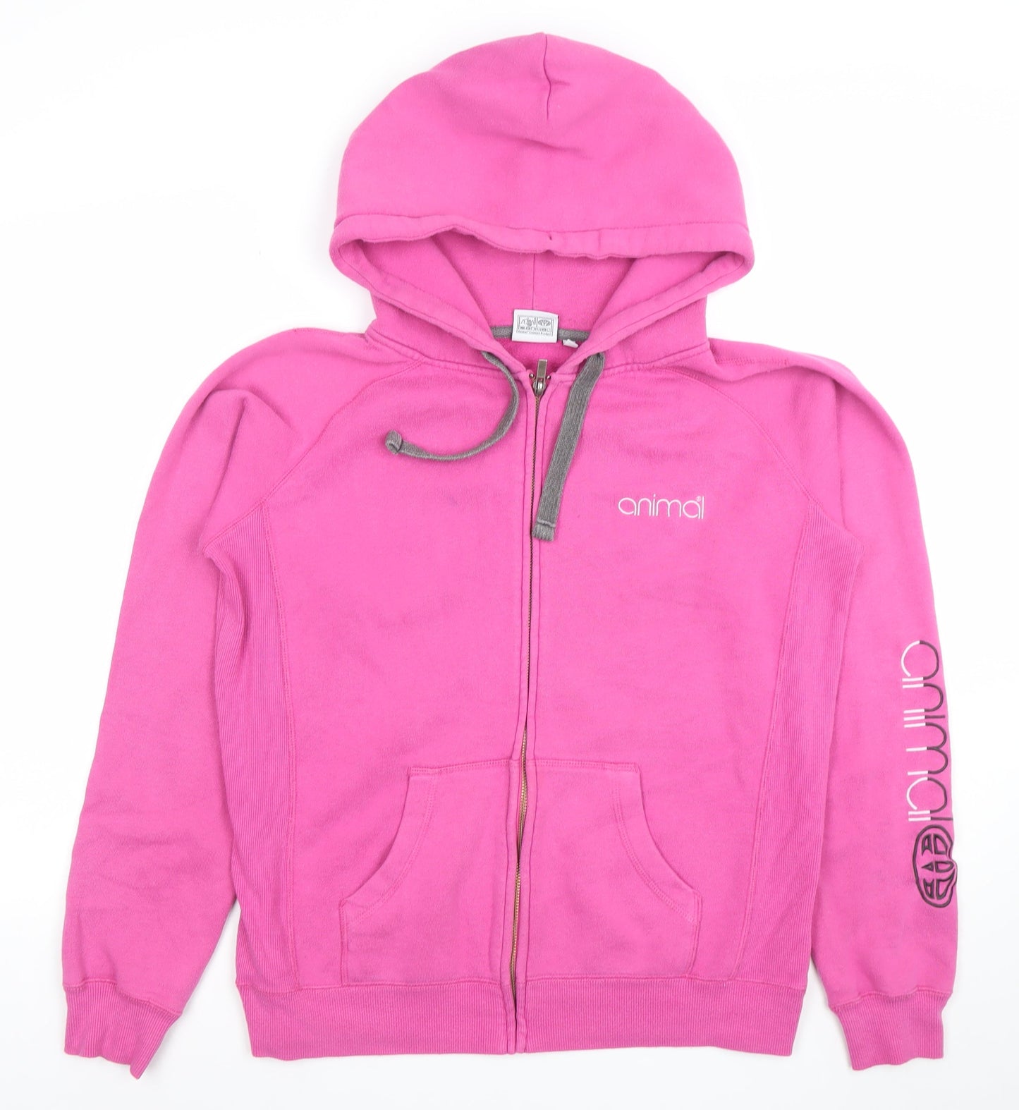 Animal Women's Pink Full Zip Hoodie Size 14 Cotton Blend Casual Sweatshirt