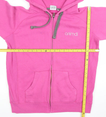 Animal Women's Pink Full Zip Hoodie Size 14 Cotton Blend Casual Sweatshirt