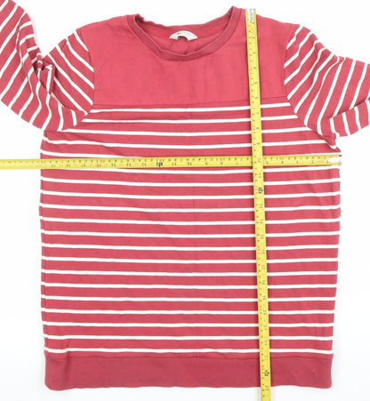 Tu Women Red White Striped Pullover Sweatshirt Size 14 Cotton Blend