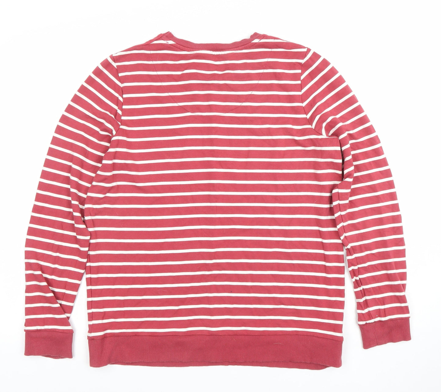 Tu Women Red White Striped Pullover Sweatshirt Size 14 Cotton Blend
