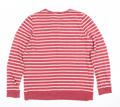 Tu Women Red White Striped Pullover Sweatshirt Size 14 Cotton Blend