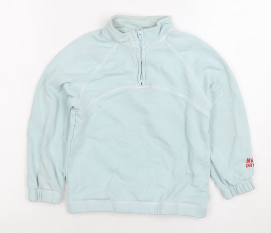 H&M Boys Blue 5-6 Years 1/2 Zip Fleece Sweatshirt Pullover Top
