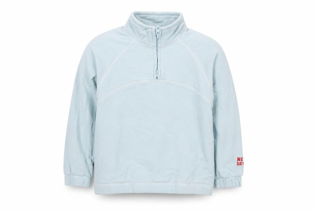 H&M Boys Blue 5-6 Years 1/2 Zip Fleece Sweatshirt Pullover Top