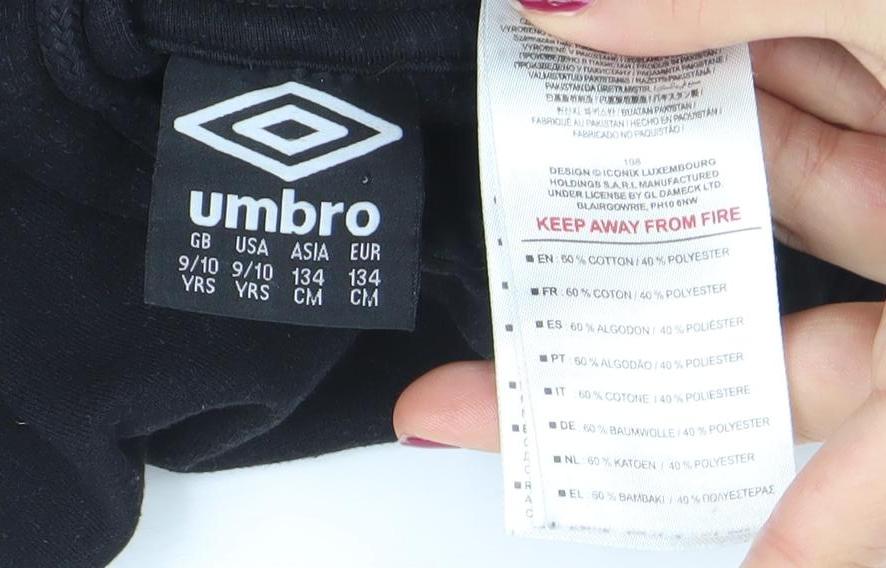 Boys UK Size 9-10 Years Umbro Black Pullover Hoodie