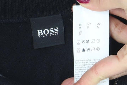 Hugo Boss Men's Black Full Zip High Neck Cotton Knit Jumper M