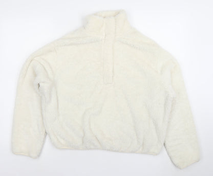 H&M Women’s Ivory Fleece Pullover Sweatshirt Size S Soft Warm Layer