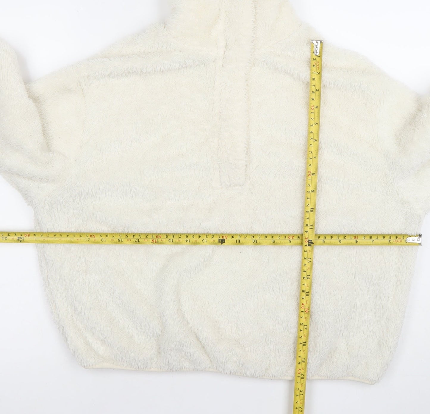 H&M Women’s Ivory Fleece Pullover Sweatshirt Size S Soft Warm Layer