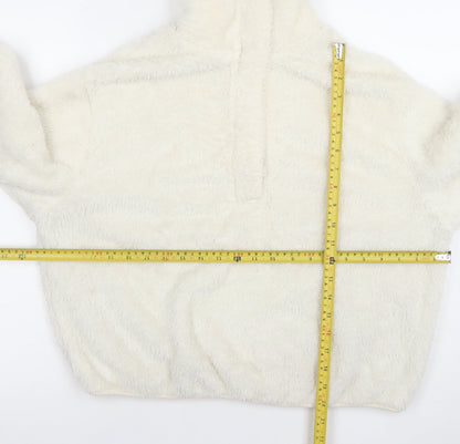 H&M Women’s Ivory Fleece Pullover Sweatshirt Size S Soft Warm Layer