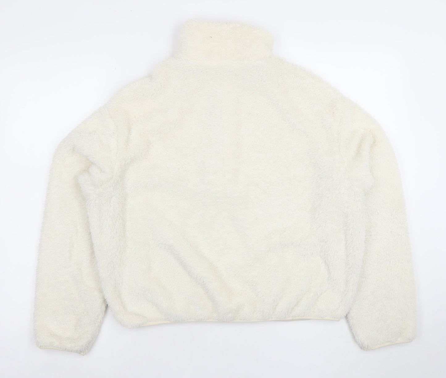 H&M Women’s Ivory Fleece Pullover Sweatshirt Size S Soft Warm Layer