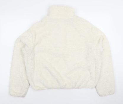 H&M Women’s Ivory Fleece Pullover Sweatshirt Size S Soft Warm Layer