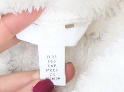 H&M Women’s Ivory Fleece Pullover Sweatshirt Size S Soft Warm Layer