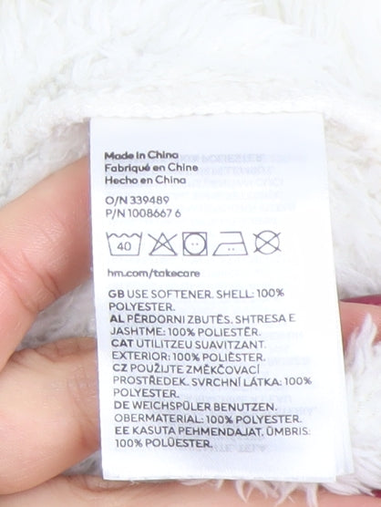 H&M Women’s Ivory Fleece Pullover Sweatshirt Size S Soft Warm Layer