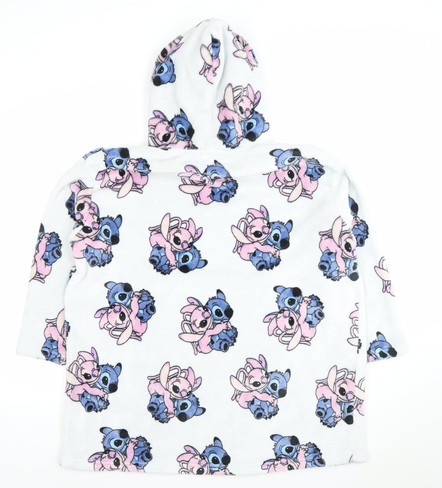 Disney Girls White Stitch Hooded Fleece Hoodie 9-12 Years Pullover