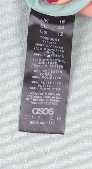 ASOS Design Women's Green Blazer Jacket UK 16 Single Breasted Tailored