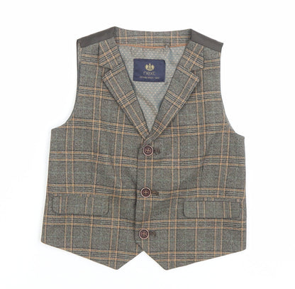 NEXT Unisex Baby Brown Check Waistcoat 18-24 Months Formal Suit Vest