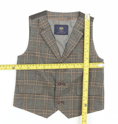 NEXT Unisex Baby Brown Check Waistcoat 18-24 Months Formal Suit Vest