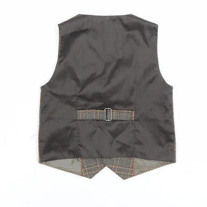 NEXT Unisex Baby Brown Check Waistcoat 18-24 Months Formal Suit Vest