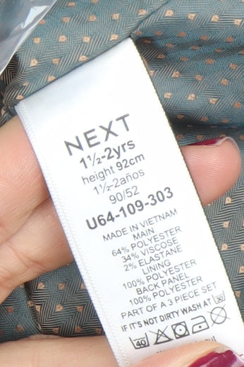 NEXT Unisex Baby Brown Check Waistcoat 18-24 Months Formal Suit Vest