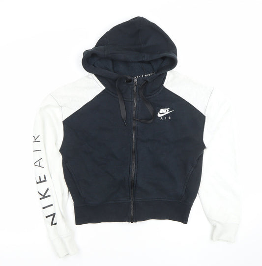 Nike Air Women's Black & White Full Zip Hoodie Size M Cotton Blend