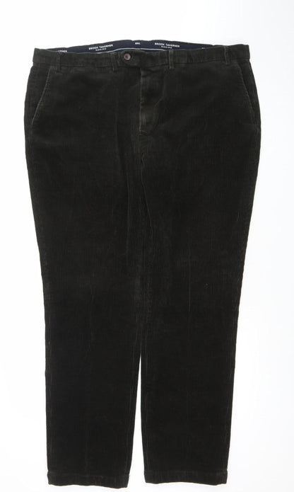 Brook Taverner Men's Black Corduroy Regular Fit Trousers Size 46L