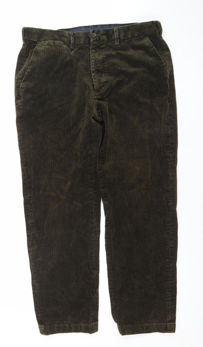 Marks and Spencer Men’s Brown Corduroy Chino Trousers 34W 31L Regular Fit
