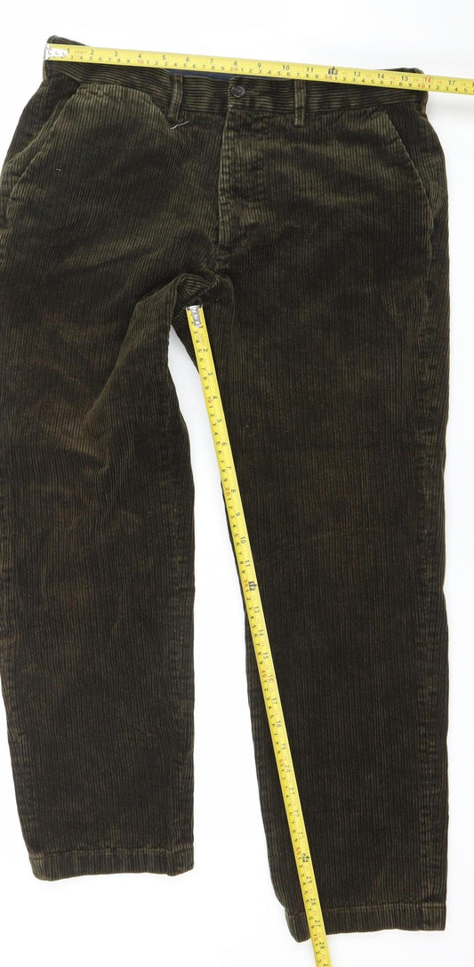 Marks and Spencer Men’s Brown Corduroy Chino Trousers 34W 31L Regular Fit