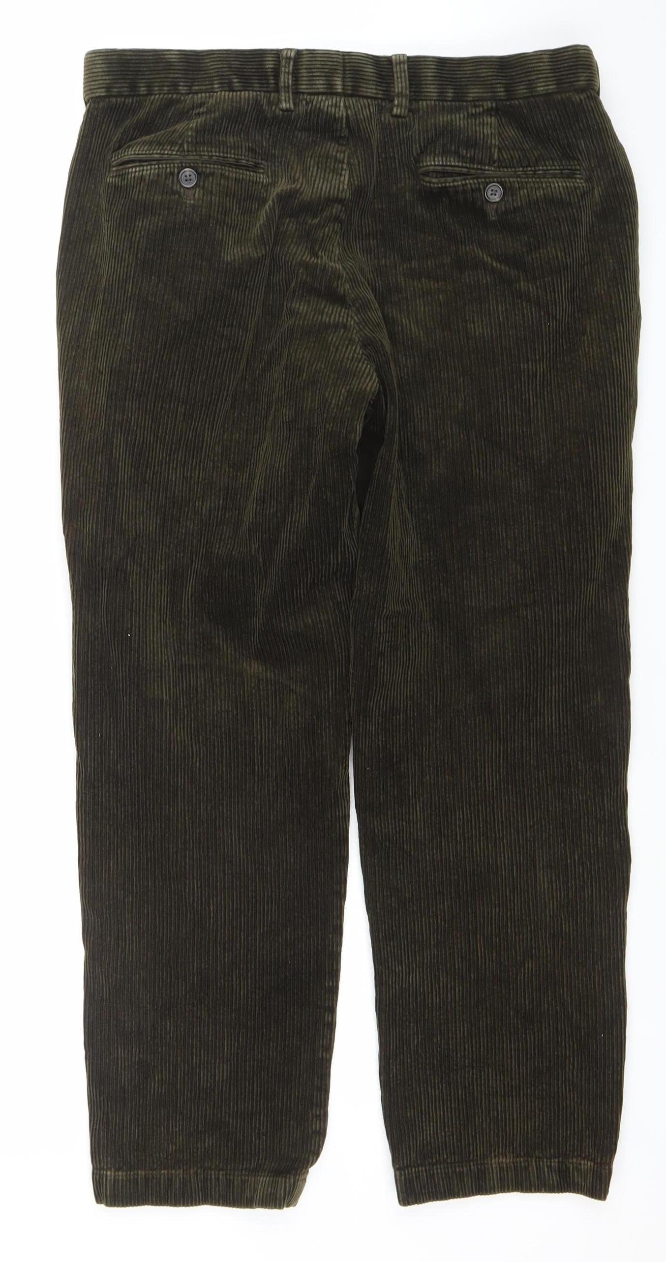 Marks and Spencer Men’s Brown Corduroy Chino Trousers 34W 31L Regular Fit