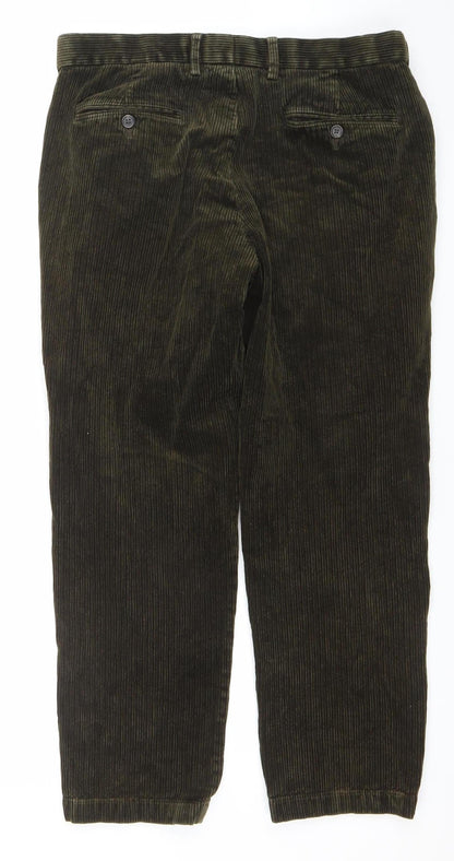Marks and Spencer Men’s Brown Corduroy Chino Trousers 34W 31L Regular Fit
