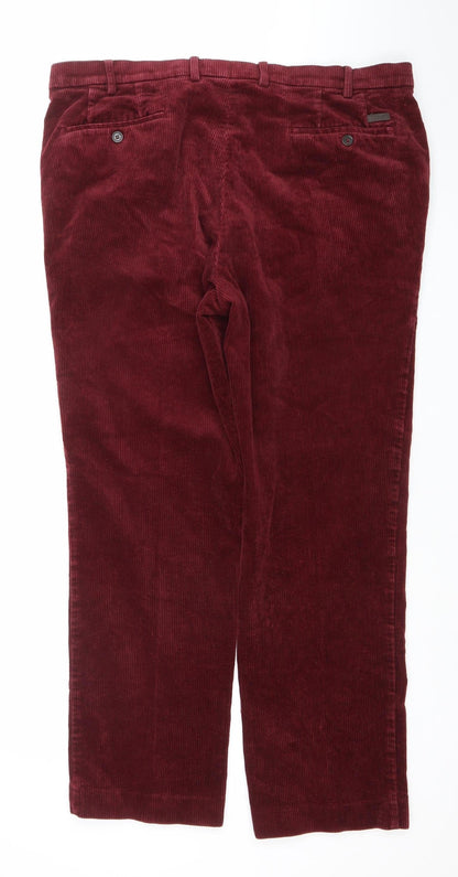 Brook Taverner Men's Burgundy Corduroy Chino Trousers Size 34 Regular