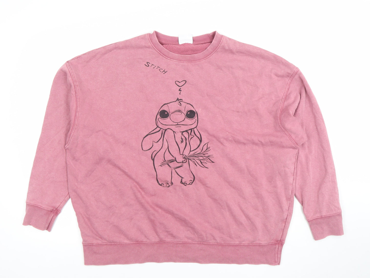 Primark Disney Stitch Pink Women's Sweatshirt M Pullover Casual