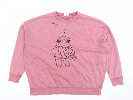 Primark Disney Stitch Pink Women's Sweatshirt M Pullover Casual