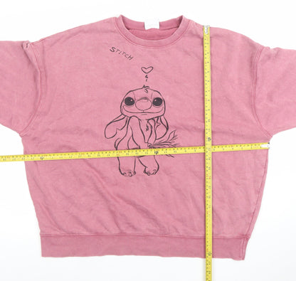 Primark Disney Stitch Pink Women's Sweatshirt M Pullover Casual