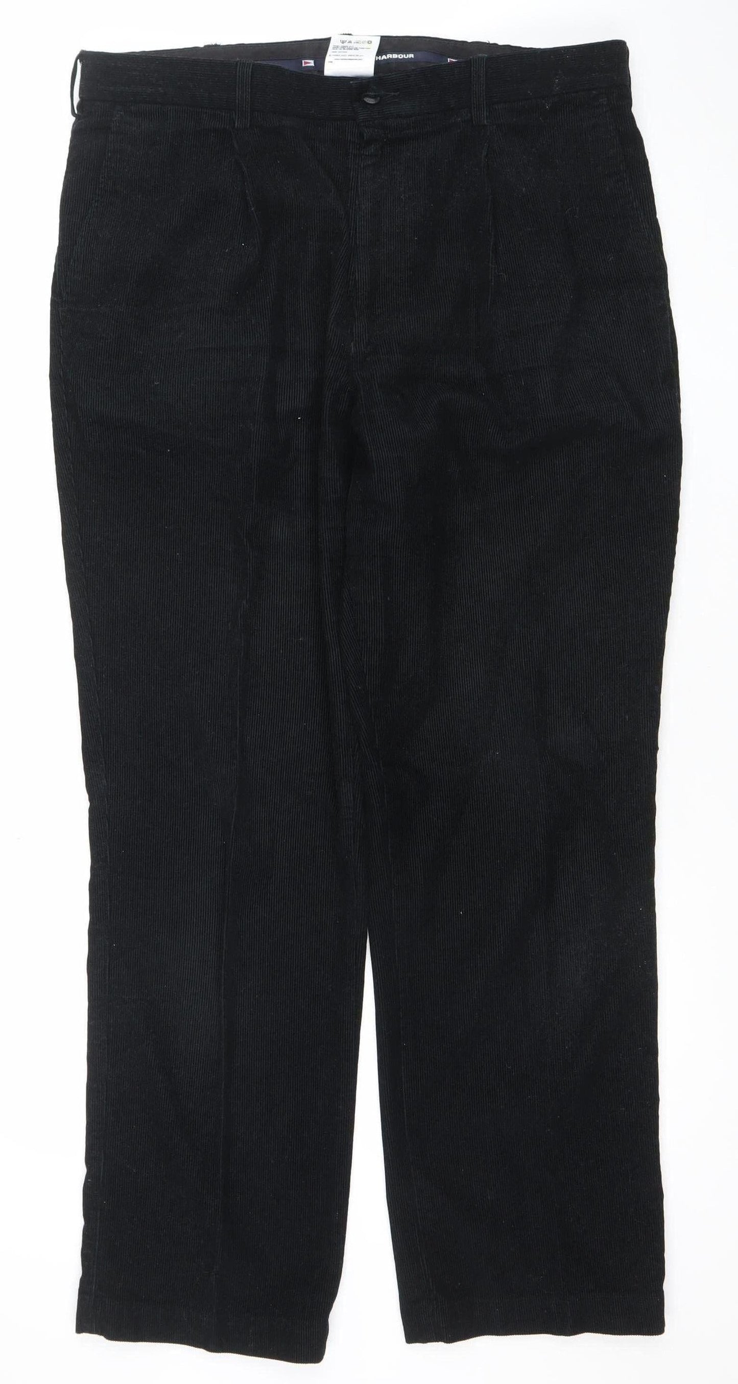 Marks and Spencer Men's Black Corduroy Trousers 38W 31L Regular Fit