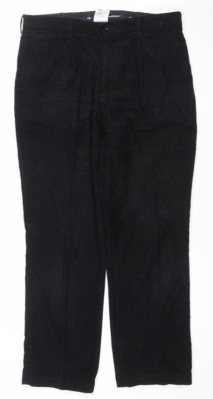 Marks and Spencer Men's Black Corduroy Trousers 38W 31L Regular Fit