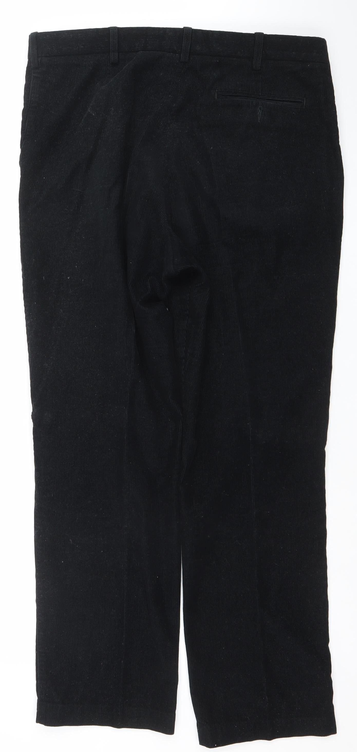 Marks and Spencer Men's Black Corduroy Trousers 38W 31L Regular Fit