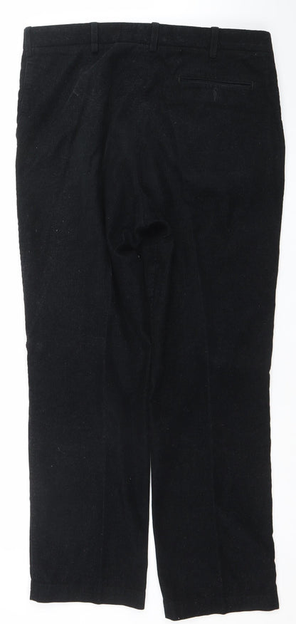 Marks and Spencer Men's Black Corduroy Trousers 38W 31L Regular Fit