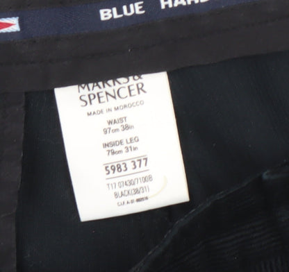 Marks and Spencer Men's Black Corduroy Trousers 38W 31L Regular Fit