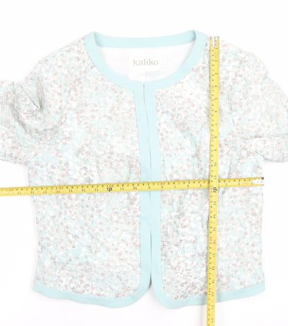 Kaliko Women's Blue Patterned Lined Long Sleeve Blazer UK 14