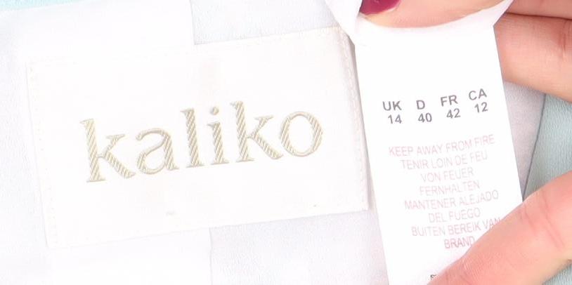 Kaliko Women's Blue Patterned Lined Long Sleeve Blazer UK 14