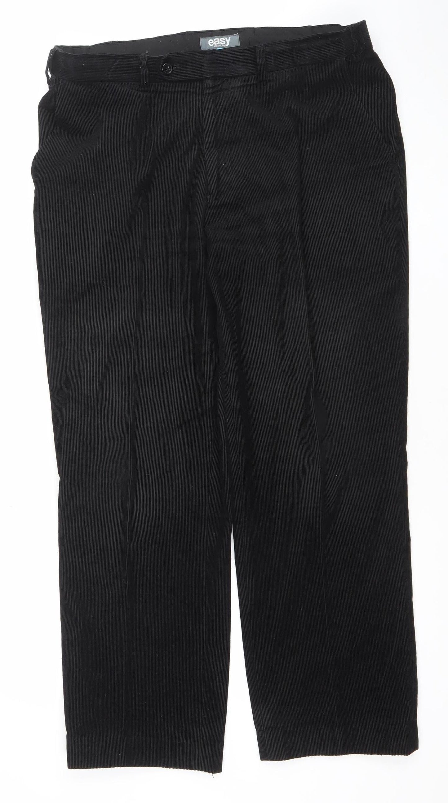 Easy Essential Men's Black Corduroy Trousers Size 36 Short 100% Cotton