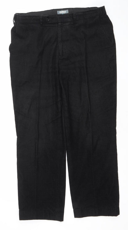 Easy Essential Men's Black Corduroy Trousers Size 36 Short 100% Cotton