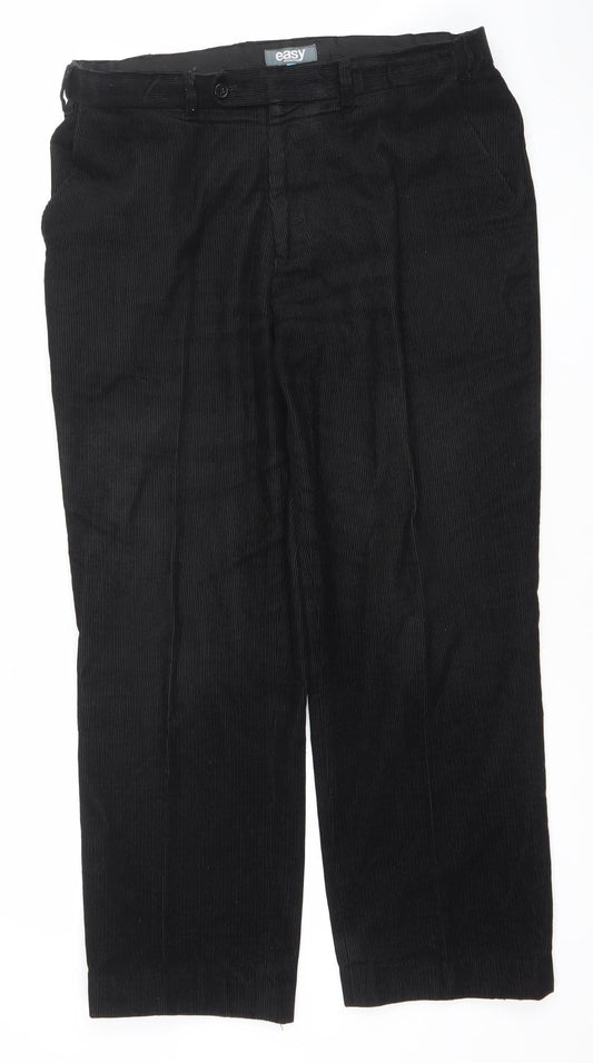 Easy Essential Men's Black Corduroy Trousers Size 36 Short 100% Cotton