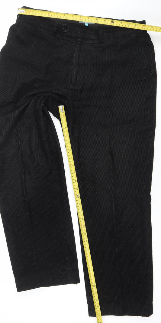 Easy Essential Men's Black Corduroy Trousers Size 36 Short 100% Cotton