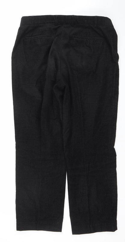 Easy Essential Men's Black Corduroy Trousers Size 36 Short 100% Cotton