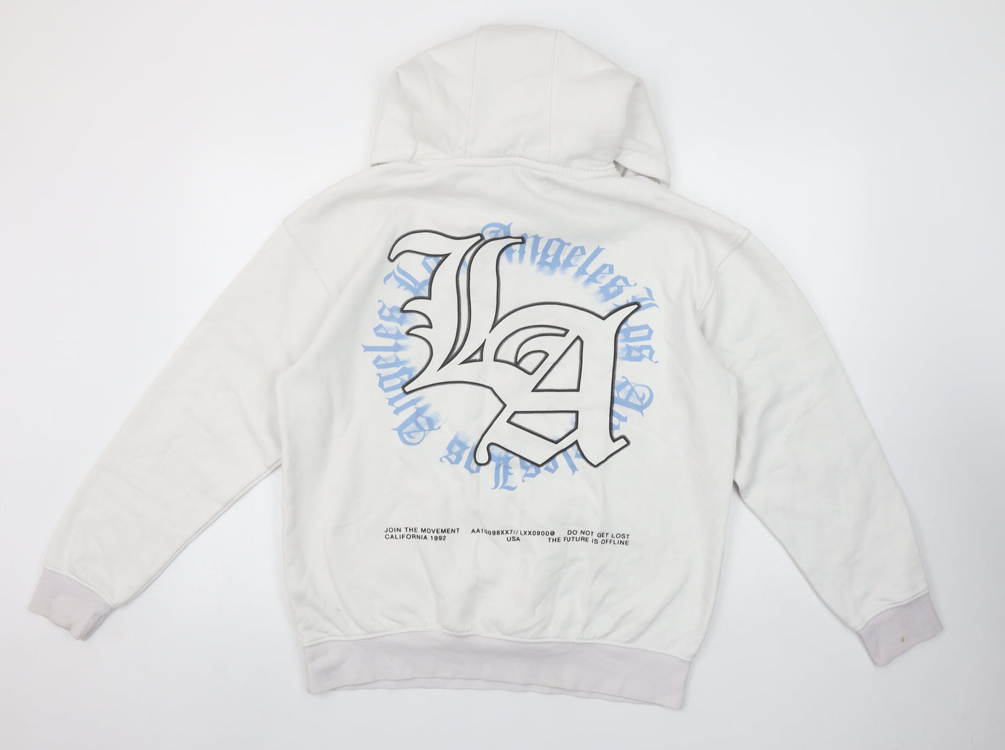Primark Men's White Los Angeles Graphic Pullover Hoodie Size S