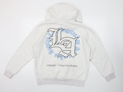 Primark Men's White Los Angeles Graphic Pullover Hoodie Size S