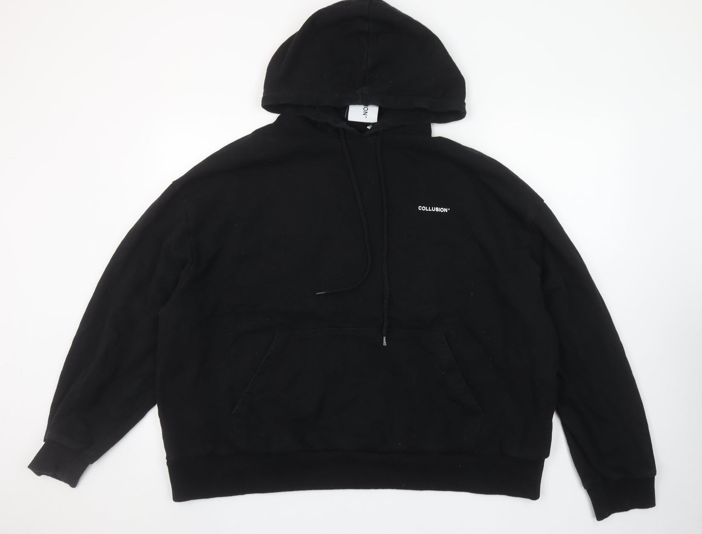 Mens UK Size 2XL COLLUSION Black Pullover Hoodie