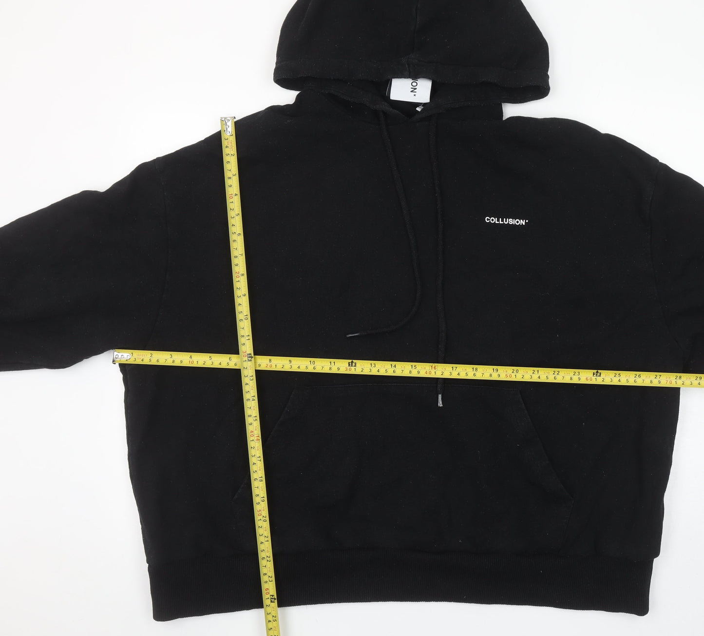Mens UK Size 2XL COLLUSION Black Pullover Hoodie