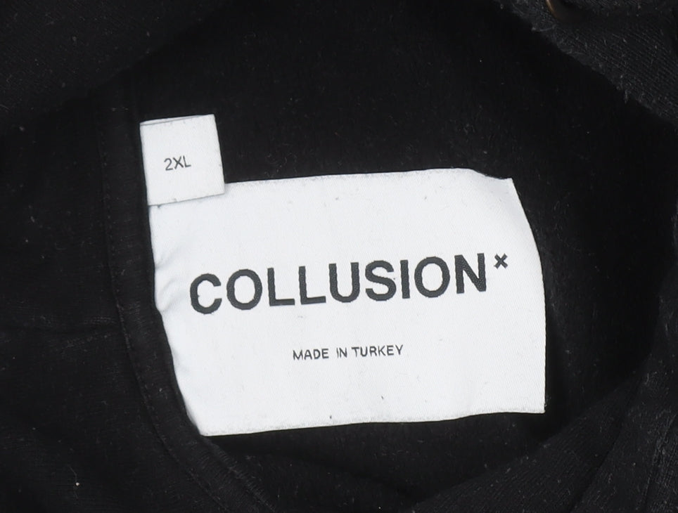 Mens UK Size 2XL COLLUSION Black Pullover Hoodie